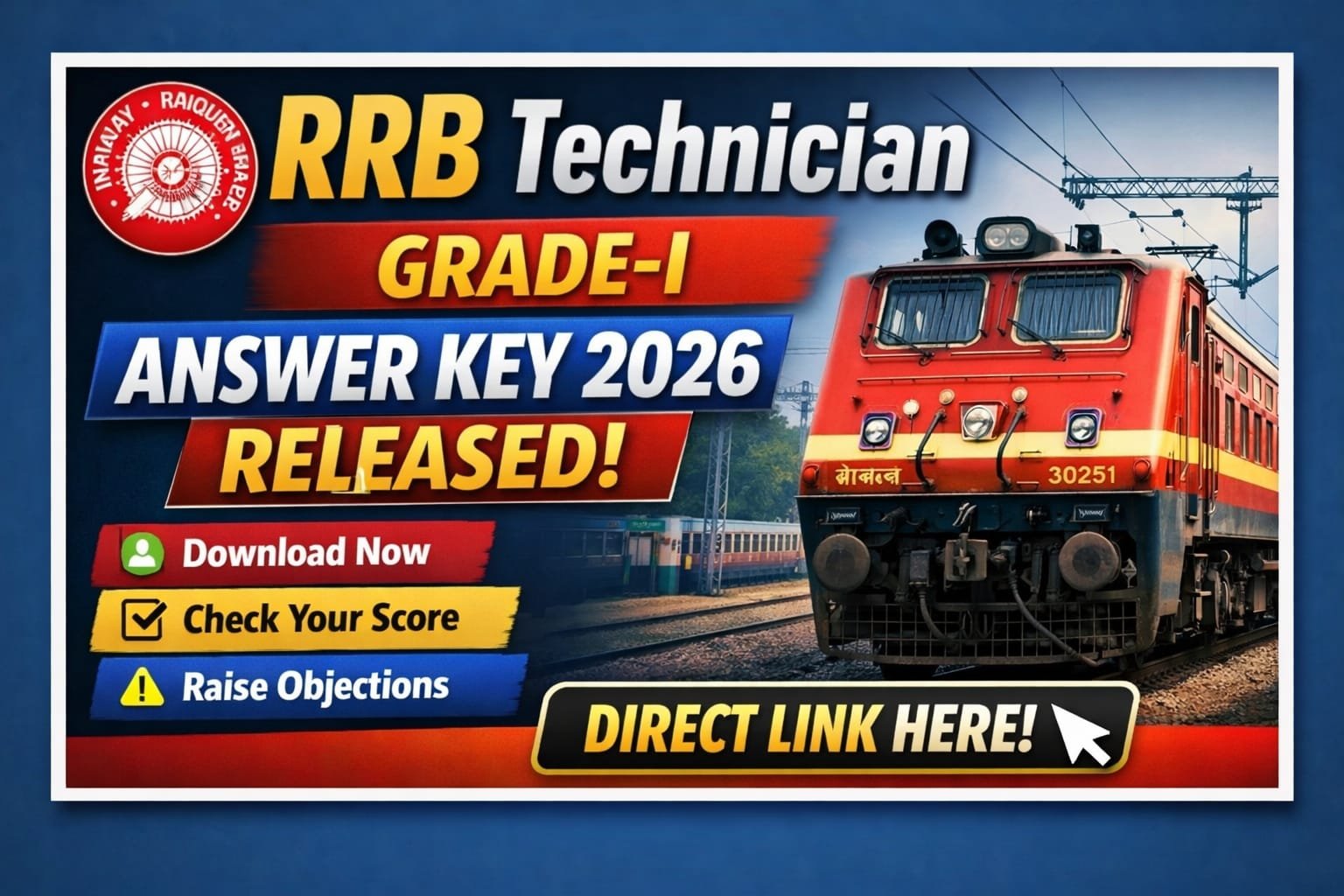 RRB Technician Answer Key 2026 Grade 1 released check and download PDF CEN 02/2025