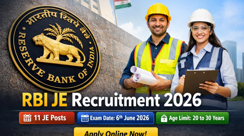 RBI JE Recruitment 2026 apply online for 11 Junior Engineer posts exam date eligibility details