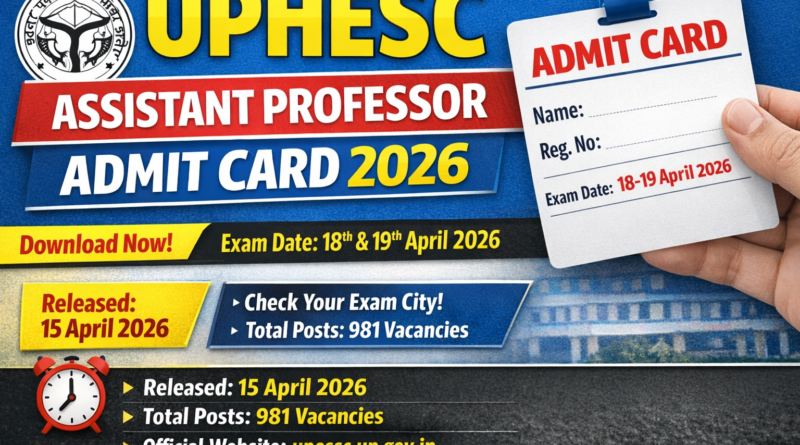 UPHESC Assistant Professor Admit Card 2026 download exam date 18 19 April