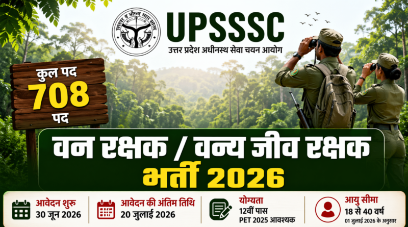 UPSSSC Forest Guard Recruitment 2026 notification image for 708 Van Rakshak and Wildlife Guard posts apply online
