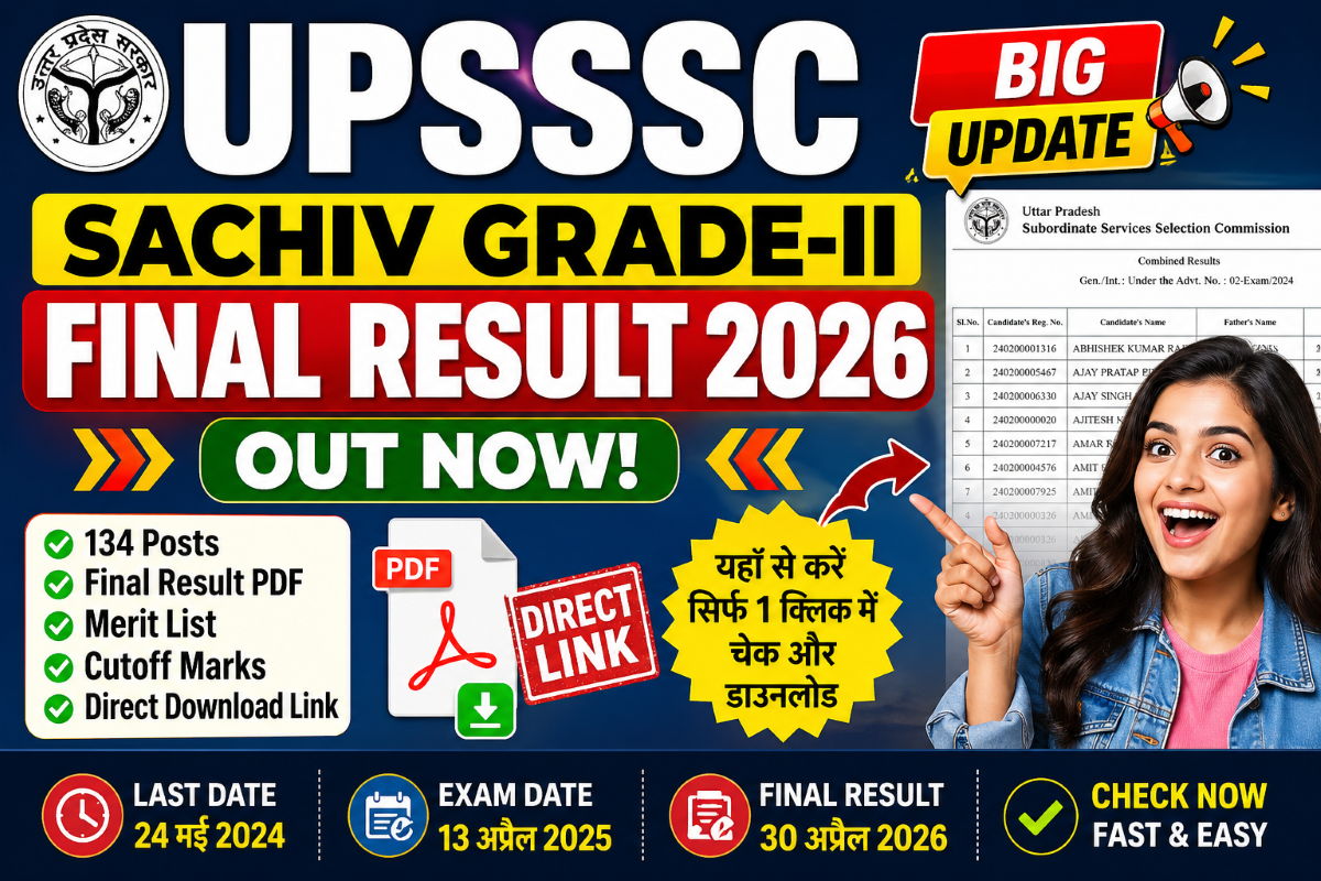 UPSSSC Sachiv Grade-II Final Result 2026 – Direct Link, Merit List & Full Details