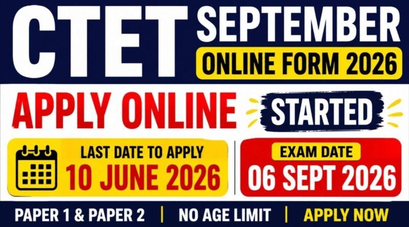 CTET September Online Form 2026 Apply Online