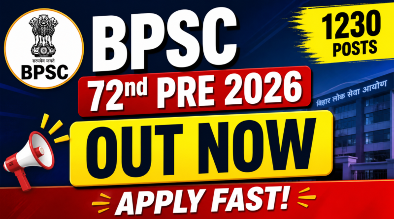 BPSC 72nd Pre Recruitment 2026 Apply Online