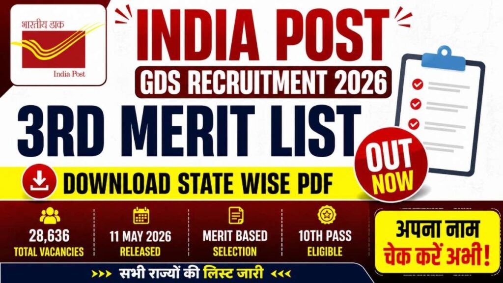India Post GDS 3rd Merit List 2026 OUT, State Wise PDF Download