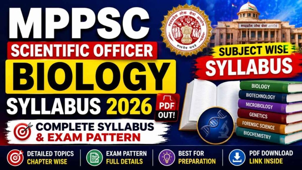 MPPSC Scientific Officer Biology Syllabus 2026 PDF Released – Check Complete Exam Pattern & Subject Wise Topics