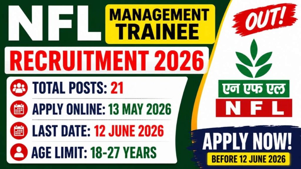 NFL Management Trainee Recruitment 2026 OUT: Apply Online for 21 MT Posts Before 12 June