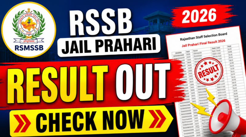 Rajasthan RSSB Jail Prahari Final Result 2026