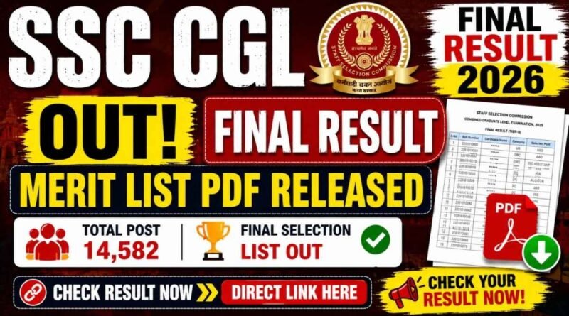 SSC CGL Final Result 2026 OUT Tier 2 Merit List PDF
