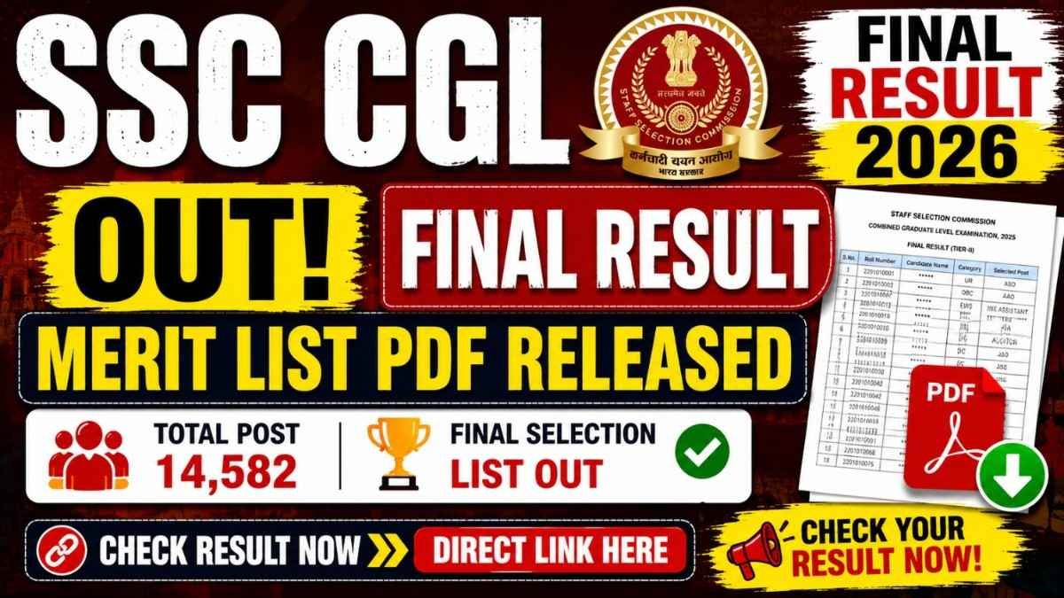 SSC CGL Final Result 2026 OUT: Tier 2 Selection PDF Released for 14,582 Posts