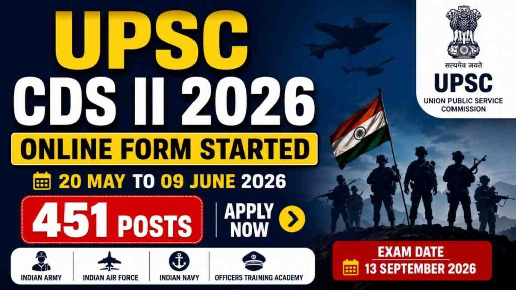 UPSC CDS II Online Form 2026 Started For 451 Posts, Check Eligibility, Age Limit & Exam Date