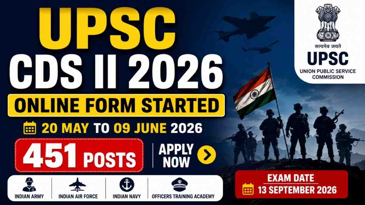 UPSC CDS II Online Form 2026 Started For 451 Posts, Check Eligibility, Age Limit & Exam Date